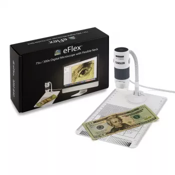 Microscopio digitale Carson EFLEX 300x, ingrandimento 75–300×, fotocamera 1600×1200, grigio/bianco