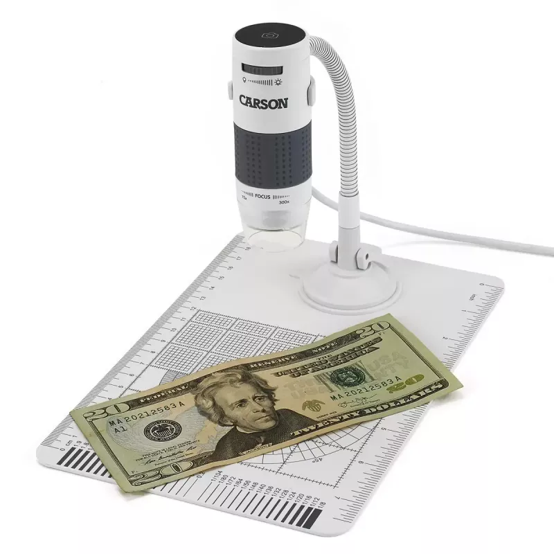 Microscopio digitale Carson EFLEX 300x, ingrandimento 75–300×, fotocamera 1600×1200, grigio/bianco