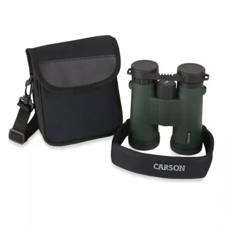 Binocolo Carson JR Series 10x42 BaK-4, prisma a tetto compatto, nero/verde
