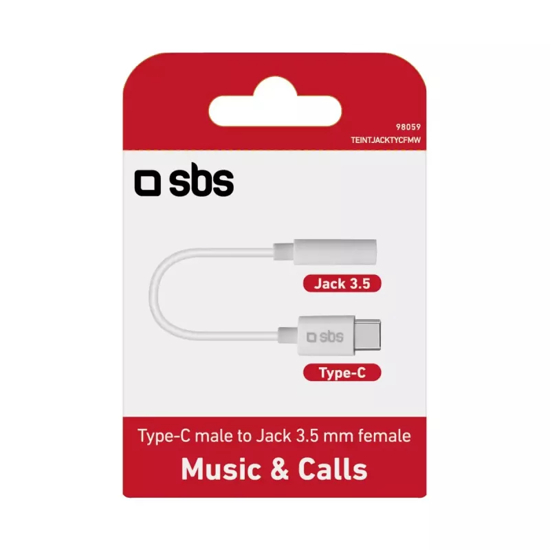 Cavo mobile SBS TEINTJACKTYCFMW bianco 0,09 m 3,5 mm USB-C