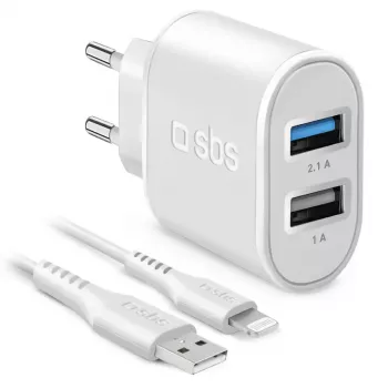 Caricabatterie mobile SBS TEKITTR2ULH2189A da interno AC bianco smartphone tablet