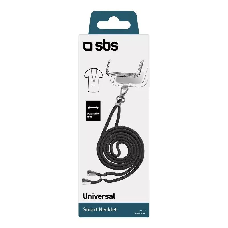 Cordino per cellulare SBS TEUNILACEK – tessuto nero, monopezzo