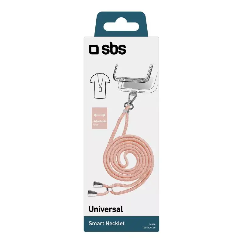 Cordino per cellulare SBS TEUNILACEP, rosa, tessuto, 1 pezzo, lunghezza (confezione) 200 mm