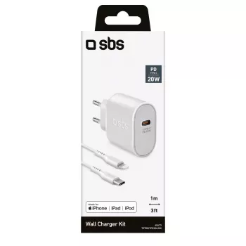 Caricabatterie per dispositivi mobili SBS TETRKITPD20LIGW ricarica rapida da interno bianco