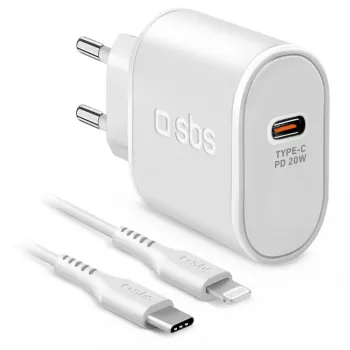 Caricabatterie per dispositivi mobili SBS TETRKITPD20LIGW ricarica rapida da interno bianco