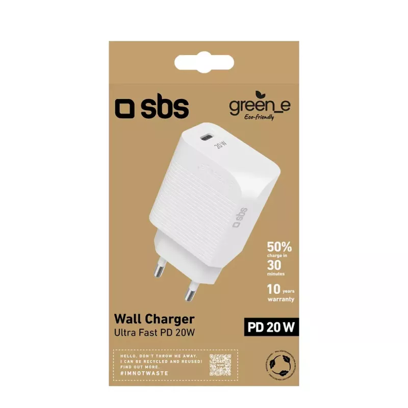 Caricabatterie per dispositivi mobili SBS GRETR1CPD20W universale bianco AC ricarica rapida