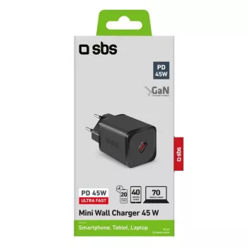 Caricabatterie per dispositivi mobili SBS TETRGAN1C45W ricarica rapida per interni nero