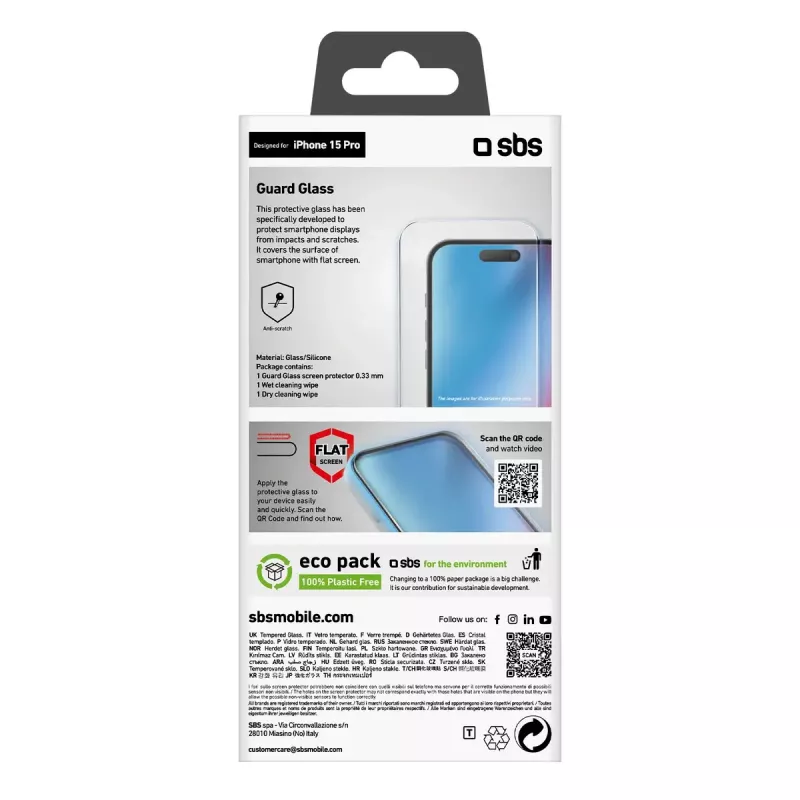 Protezione schermo SBS TESCRGLIP1561P Apple iPhone 15 Pro vetro temperato