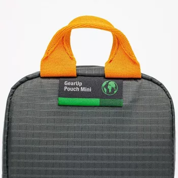 Borsa Lowepro GearUp Pouch Mini nylon poliestere ripstop grigia arancione
