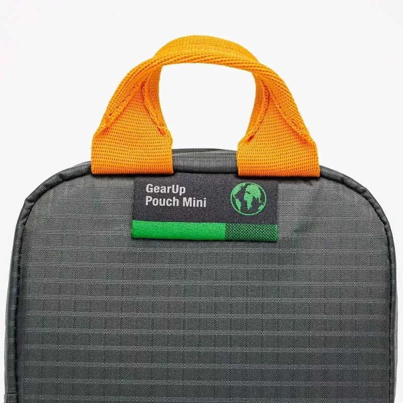 Borsa Lowepro GearUp Pouch Mini nylon poliestere ripstop grigia arancione