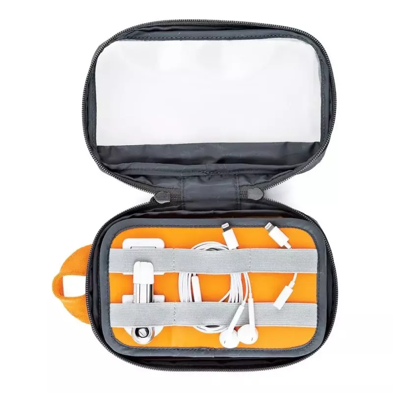 Borsa Lowepro GearUp Pouch Mini nylon poliestere ripstop grigia arancione