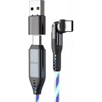 Cavo USB-C 2 in 1 STATIK PowerPivot Pro 2 m connettore rotante illuminazione blu