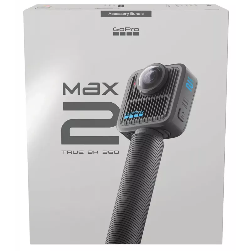 Action camera GoPro MAX2 con 8K Ultra HD, sensore da 29,5 MP, 100 fps, display LCD, GPS, Wi‑Fi — kit di accessori