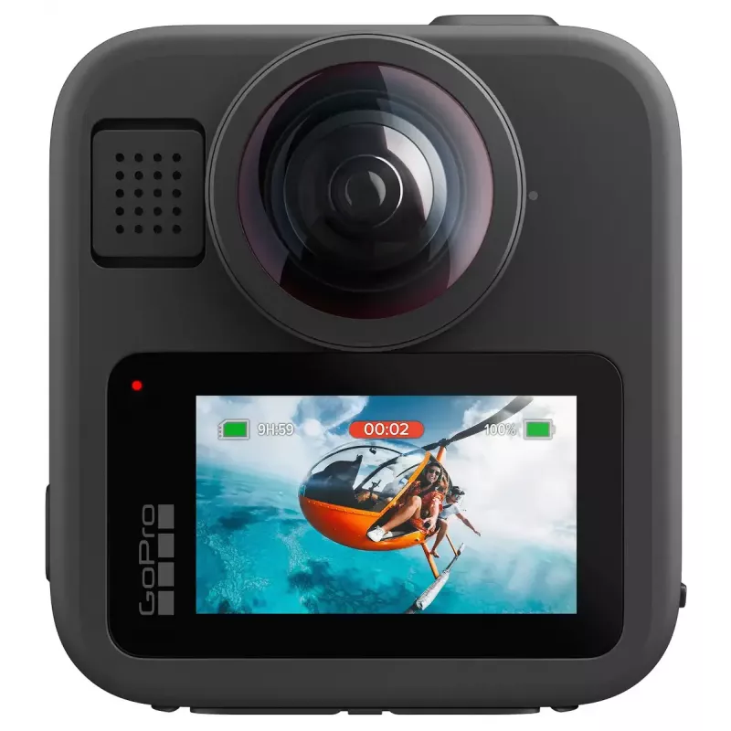 Action camera GoPro MAX2 con 8K Ultra HD, sensore da 29,5 MP, 100 fps, display LCD, GPS, Wi‑Fi — kit di accessori