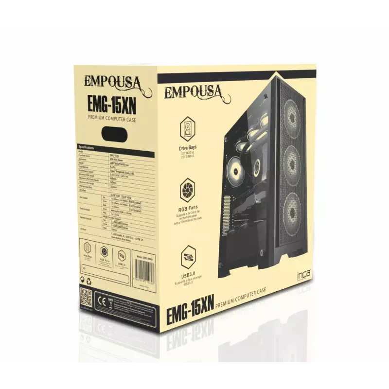 Case PC Inca EMG-15XN Midi Tower nero