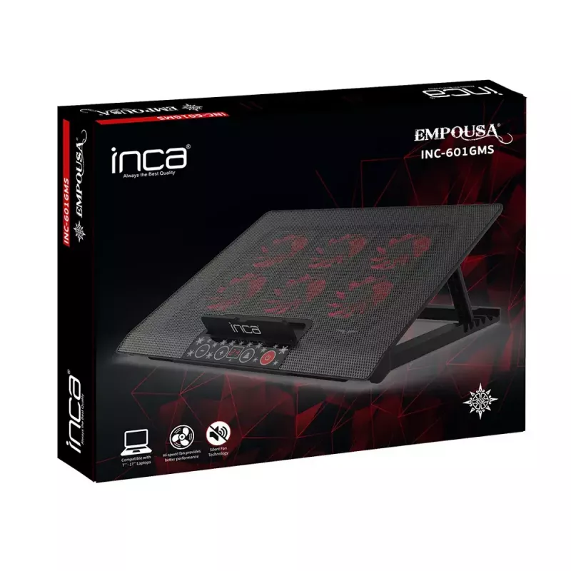 Base di raffreddamento per laptop Inca INC-601GMS 43,2 cm 6 ventole USB nero