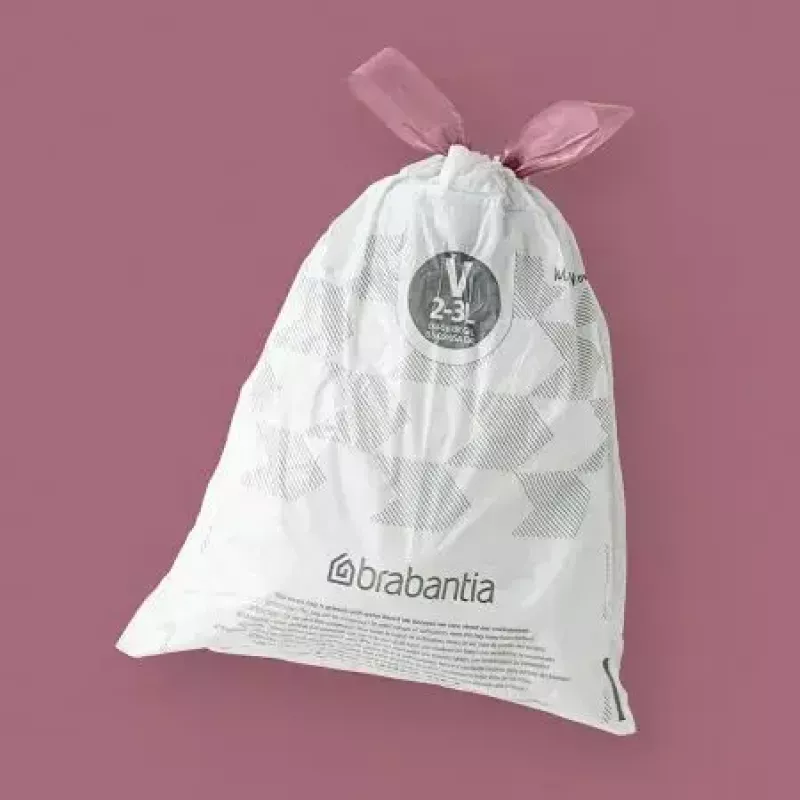 Sacchetti per rifiuti BRABANTIA 100253 per cestino da 3 L, bianco, plastica, 40 pezzi