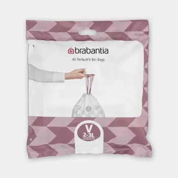 Sacchetti per rifiuti BRABANTIA 100253 per cestino da 3 L, bianco, plastica, 40 pezzi