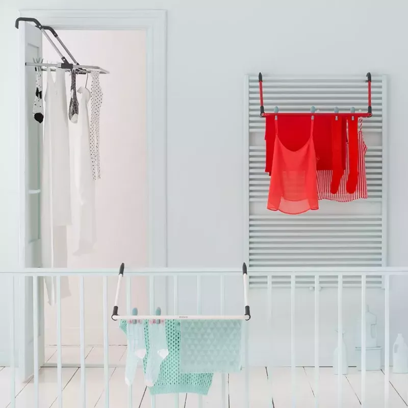 Stendibiancheria con clip appendiabiti Brabantia 102769 nero argento 710 mm