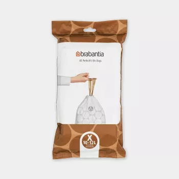Sacchetti per rifiuti BRABANTIA 12 L bianco, confezione da 40 (modello 138041) sacchetti in plastica 490×357 mm