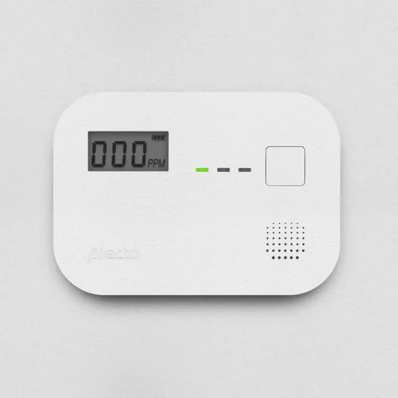 Rilevatore di monossido di carbonio Alecto COA3910 — sensore CO elettrochimico, a batteria, bianco, 110×78×37 mm