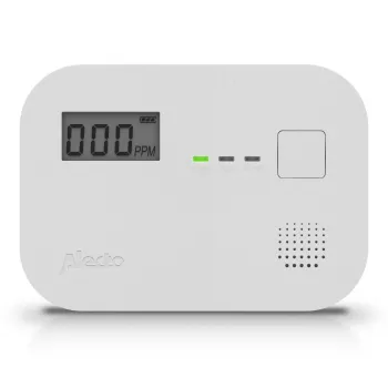 Rilevatore di monossido di carbonio Alecto COA3910 — sensore CO elettrochimico, a batteria, bianco, 110×78×37 mm