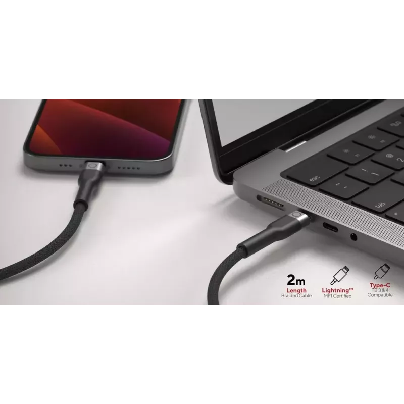 Cavo USB-C a Lightning LINQ byELEMENTS 2 m certificato MFi nero