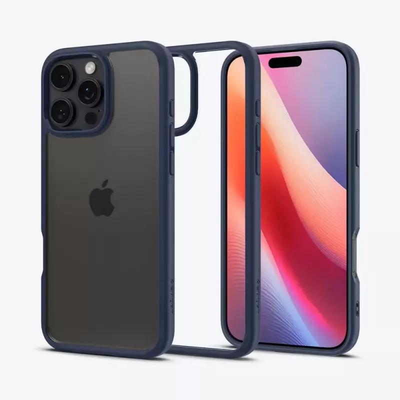 Custodia per cellulare Spigen Ultra Hybrid blu navy per iPhone 16 Pro