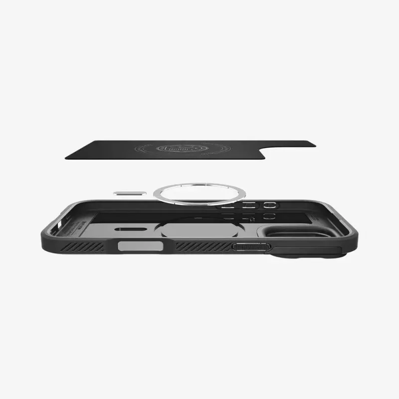 Custodia per cellulare Spigen Optik Armor nero per iPhone 16 Pro
