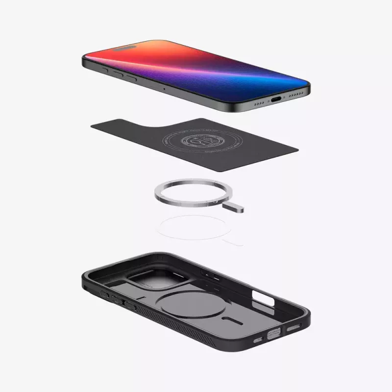 Custodia per cellulare Spigen Optik Armor nero per iPhone 16 Pro