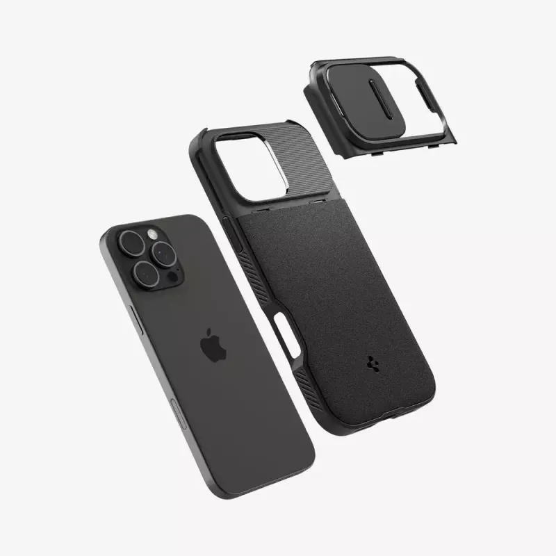 Custodia per cellulare Spigen Optik Armor nero per iPhone 16 Pro