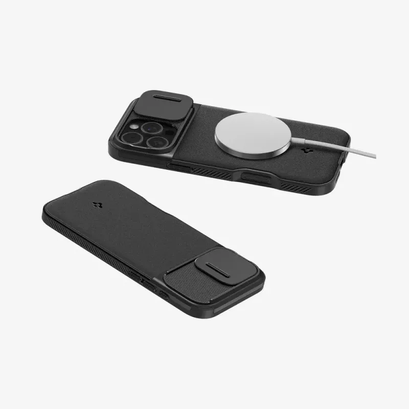 Custodia per cellulare Spigen Optik Armor nero per iPhone 16 Pro
