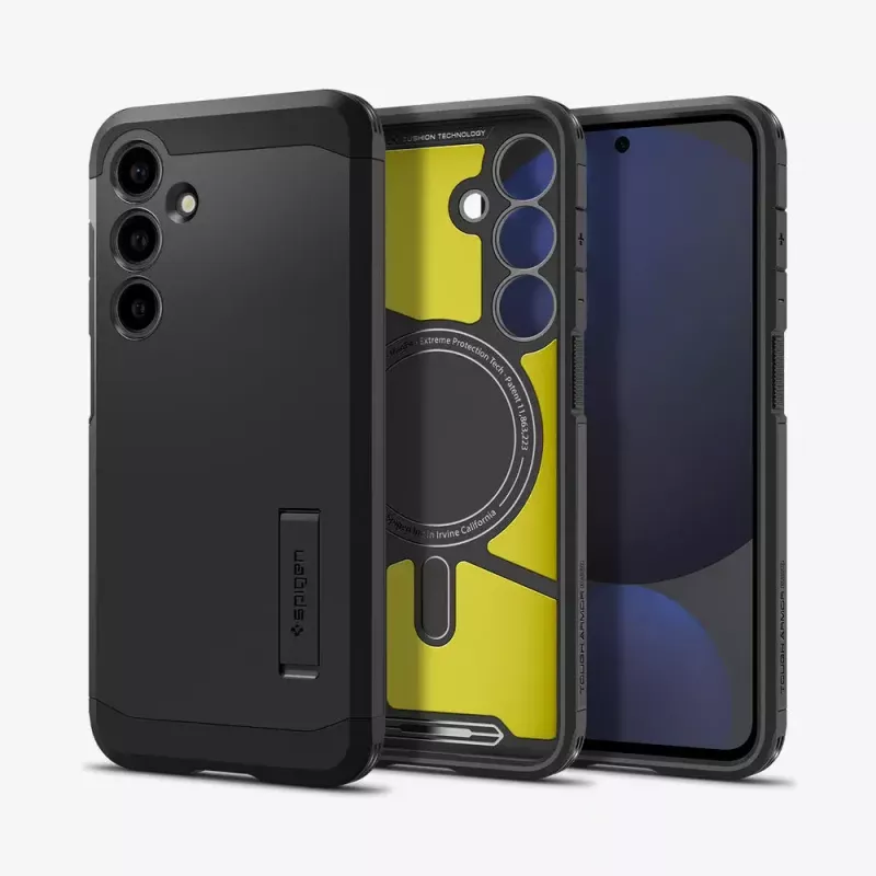 Cover Spigen Tough Armor Galaxy S24 FE nero supporto da tavolo