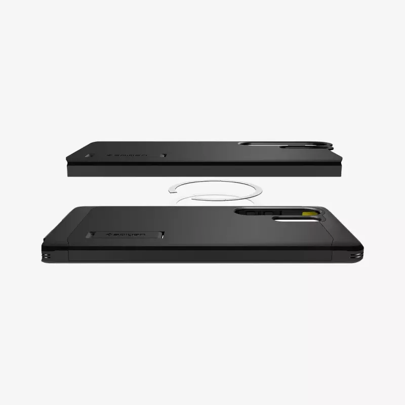 Cover Spigen Galaxy S25 Ultra Tough Armor AI nero supporto da tavolo