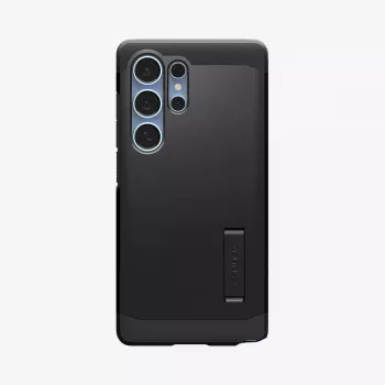 Cover Spigen Galaxy S25 Ultra Tough Armor AI nero supporto da tavolo