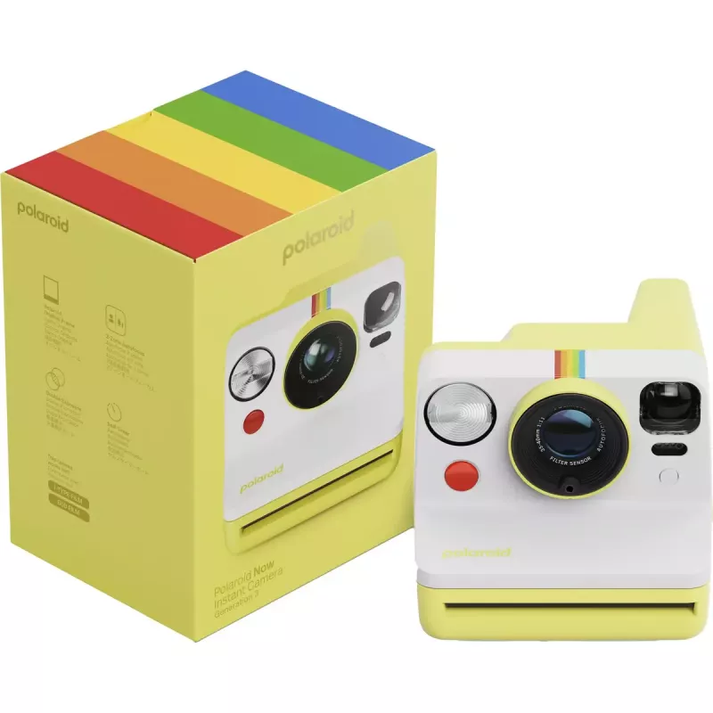 Fotocamera istantanea POLAROID Now Gen 3 giallo — modello 9158, fotocamera istantanea analogica, flash integrato