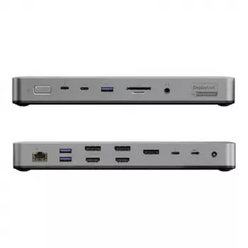 Dock per laptop / replicatore di porte ALOGIC TB4DU4 — Thunderbolt con cavo, 96 W, lettore schede SD/microSD, 3,5 mm, alluminio/ABS