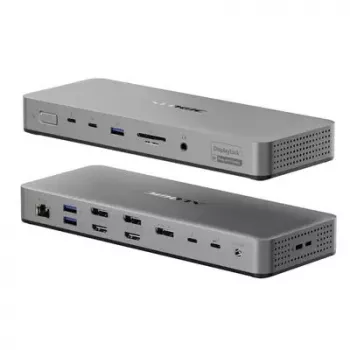 Dock per laptop / replicatore di porte ALOGIC TB4DU4 — Thunderbolt con cavo, 96 W, lettore schede SD/microSD, 3,5 mm, alluminio/ABS