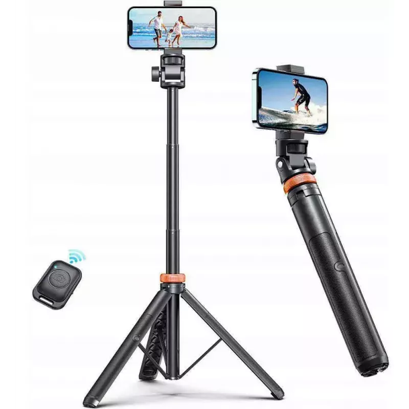 Tech-Protect L03S Selfie stick treppiede con telecomando Bluetooth, nero