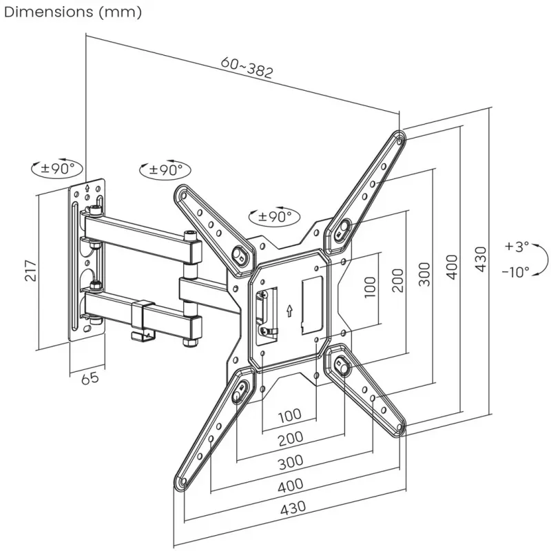 Supporto per TV o monitor Maclean, universale, max. VESA 400x400, 23-55 inch, 30 kg, nero, MC-701N