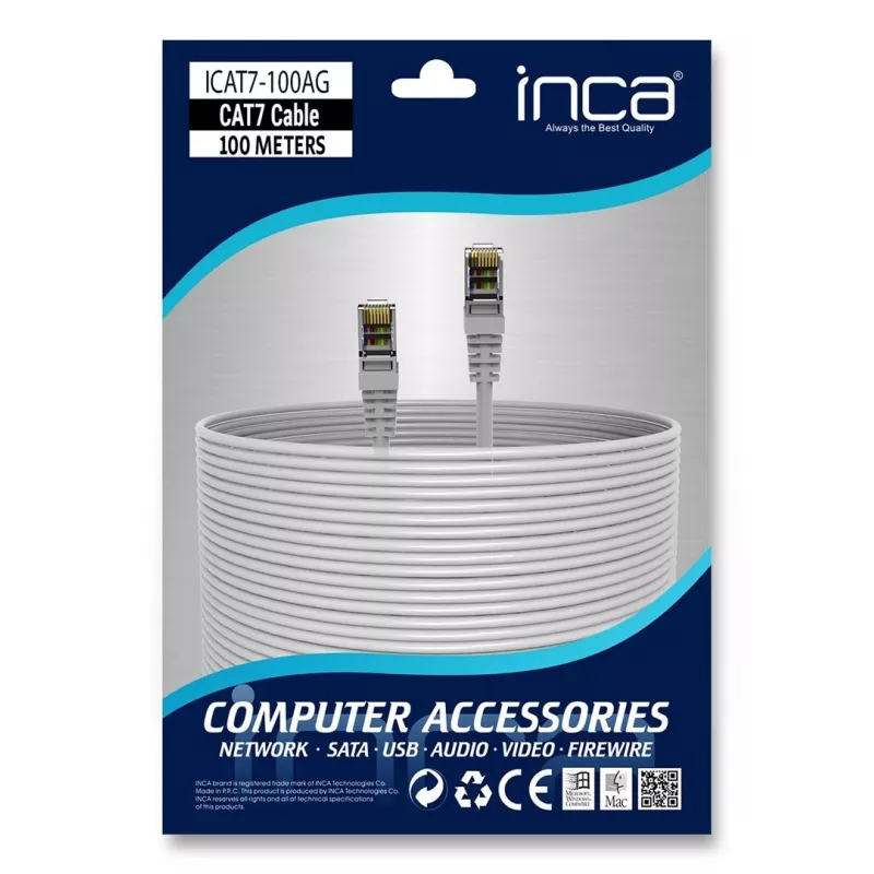 INCA cavo Ethernet ICAT7-100AG S/FTP1 23 AWG cavo CAT7 - cavo - cavo CAT 7/connettore RJ45