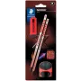 Matite in grafite in legno Staedtler Noris HB con gomma — argento-corallo, confezione da 2