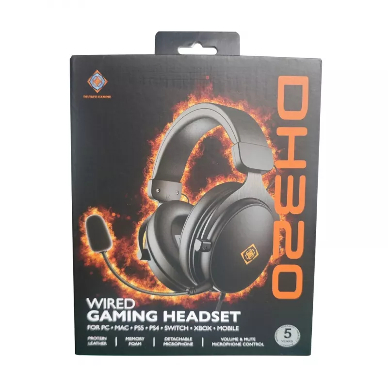 Deltaco GAM-190 cuffia gaming pelle proteica cavo 3,5 mm nero