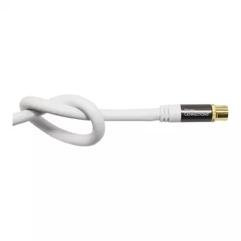Cavo antenna SmartFLEX, connettore maschio IEC/coassiale su connettore femmina, placcato oro, quadrupla schermatura, schermatura 120 dB, bianco, 1,5 m, Good Connections® (GC-M2042)