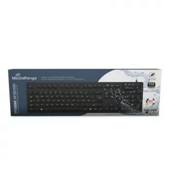 MediaRange tastiera igienica con filo, QWERTZ, IP68, 1,5 m, nero
