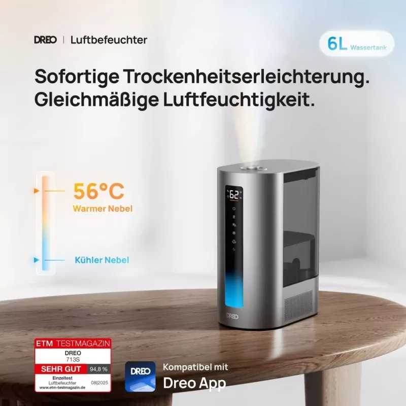Dreo - umidificatore 813S, 6L, 48h, 813 - Smart