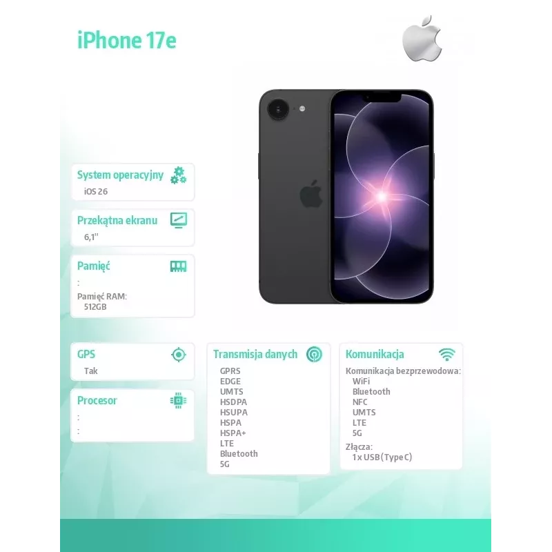 iPhone 17e 512GB nero