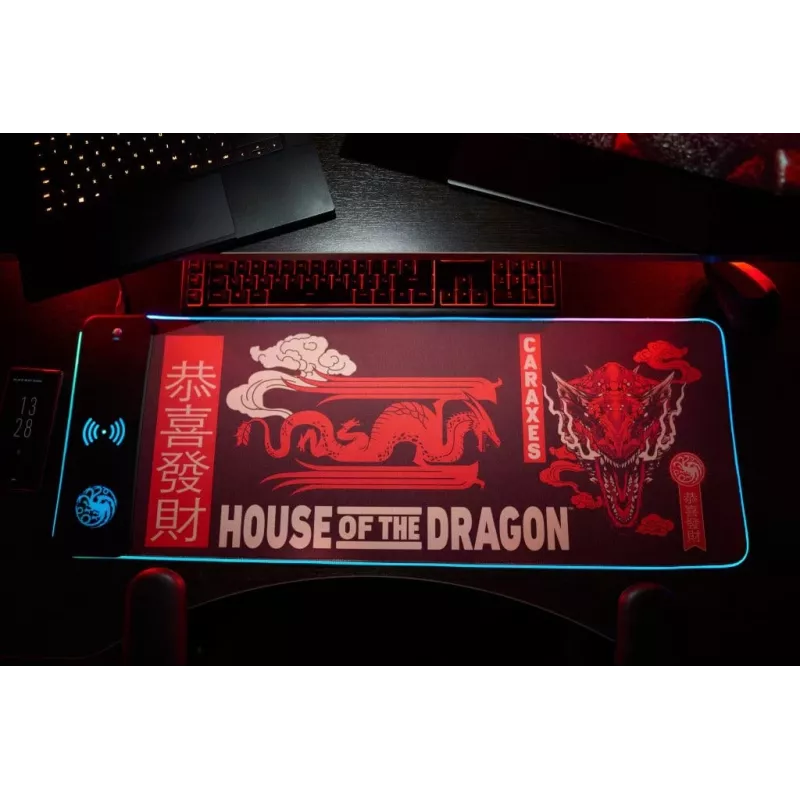 Numskull tappetino per mouse House of the Dragon + ricarica wireless 30x80cm