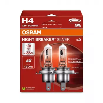 OSRAM NIGHT BREAKER SILVER H4 12 V 60/55 W, 2 pezzi