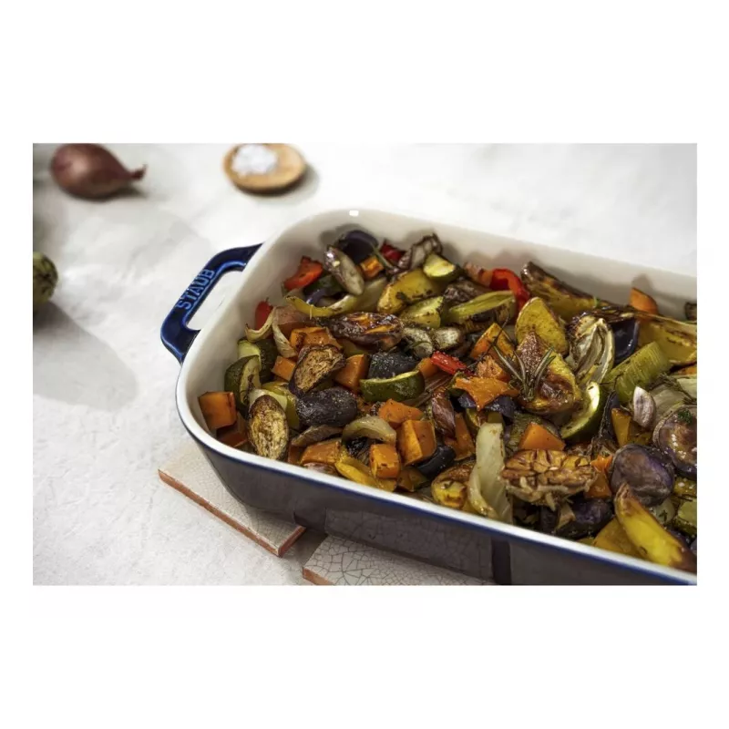 Staub Forma rettangolare in ceramica, blu scuro, 34x24x7,6